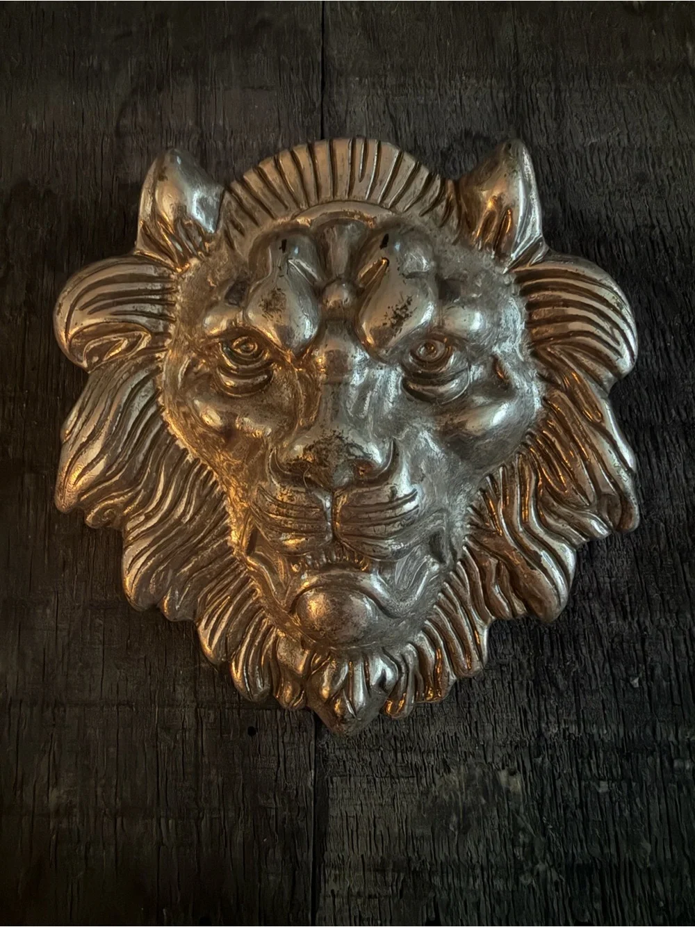 Vintage Statement Silver-Tone Metal Lion Head Belt Buckle Made In Taiwan